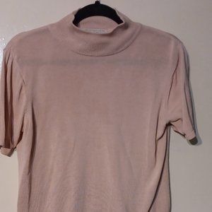 Lord & Taylor Silk Beige Lightweight Short Sleeve Pull Over Size S